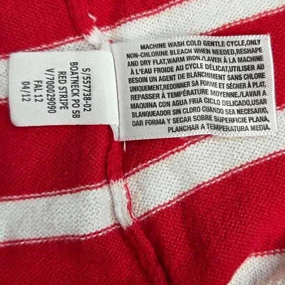 Old Navy Red White Stripes 3/4 Sleeve Crewneck French Parisian Sweater Size M - Picture 7 of 7
